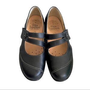 FINN COMFORT Germany Leather Mary Jane Shoes Black 8.5